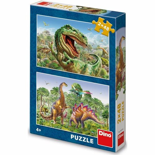 Dino Puzzle Souboj dinosaurů, 2x48 dílků