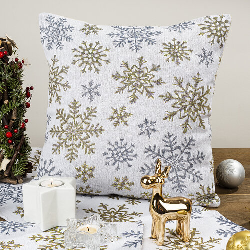 Poszewka na poduszkę Snowflakes biały, 40 x 40 cm
