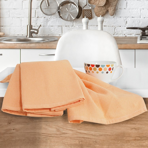 B.E.S. Petrovice Geschirrtuch Waffel Aprikose, 40 x 60 cm, 3er-Set