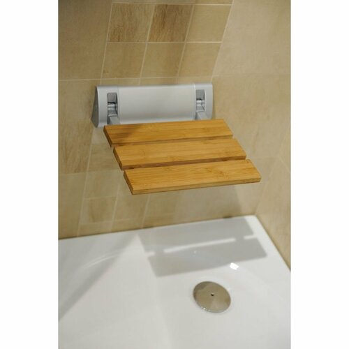 AQUALINE AE236 Duschklappsitz 32 x 32,5 cm, Bambus