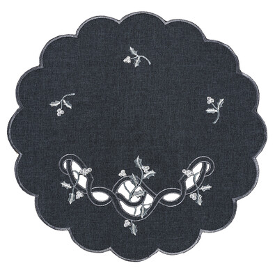 Serweta świąteczna Jemioła, niebieski, śr. 35 cm