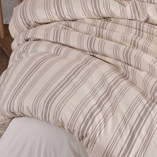 Lenjerie de pat din bumbac 4Home Stripe culoare taupe , 140 x 200 cm, 70 x 90 cm