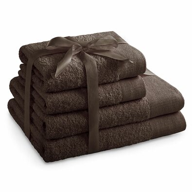 AmeliaHome Komplet ręczników Amari brązowy, 2 szt. 50 x 100 cm, 2 szt. 70 x 140 cm