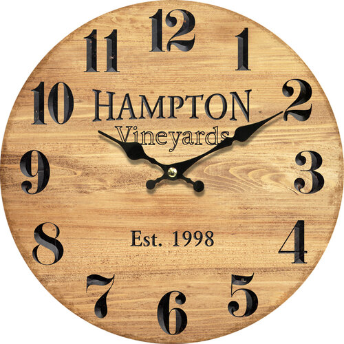 Дерев’яний настінний годинник Hampton, діам. 34 см
