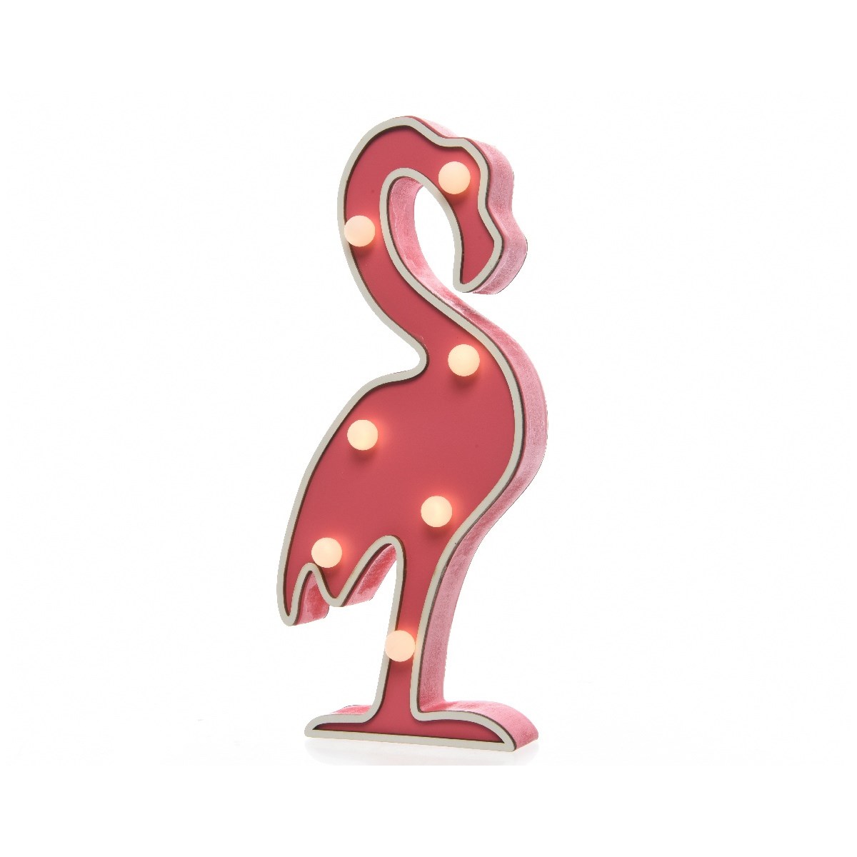 Drevená LED dekorácia Plameniak ružová, 22 cm