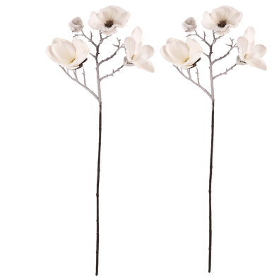 Virágcsokor Magnolia, 2 db, fehér, hóval borítva
