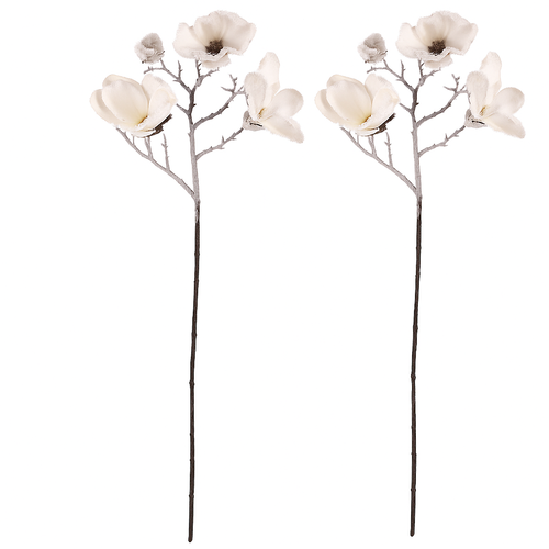 Virágcsokor Magnolia, 2 db, fehér, hóval borítva