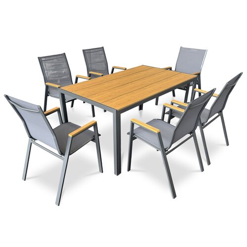 Autronic Masă de grădină, metal, polywood, maro ,AZT-S1215 OAK