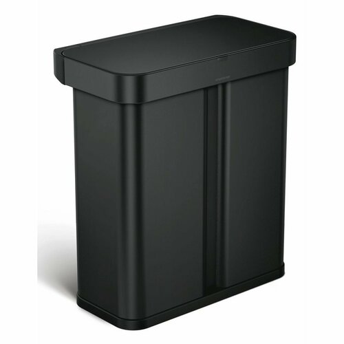 Simplehuman Prostokątny kosz bezdotykowy zesterowaniem głosowym i ruchem 34 + 24 l, czarny