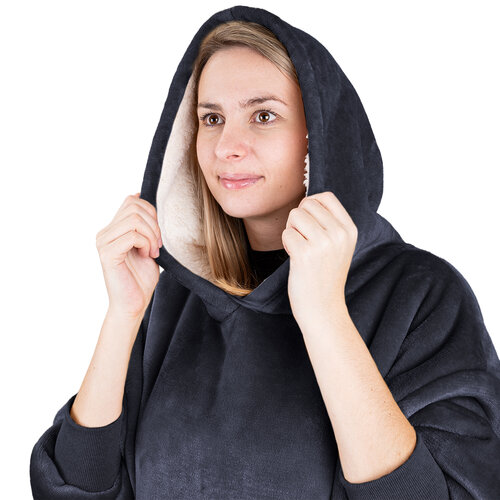 4Home Sweatshirt Mikroplüsch in Lammfelloptik Anthrazit, Größe S