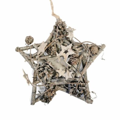 Stea de Crăciun din lemn Whitewood, 24 cm