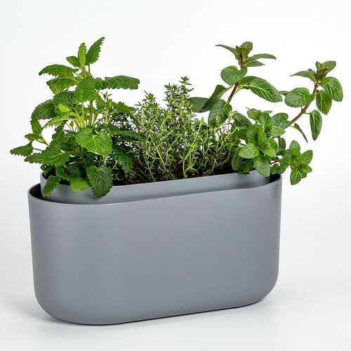 Jardinieră cu auto-irigare Plastia, gri,31 x 16 cm