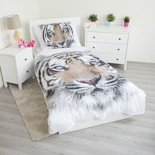Jerry Fabrics Bavlněné povlečení White Tiger, 140 x 200 cm, 70 x 90 cm