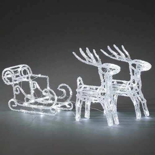 Vánoční venkovní dekorace Sáně s jeleny, 96 LED