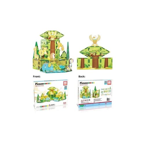 PicassoTiles magnetická stavebnice Safari Set s 8zvířaty