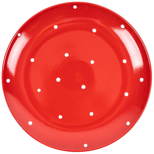 Ceramiczny talerz płytki w kropki, czerwony