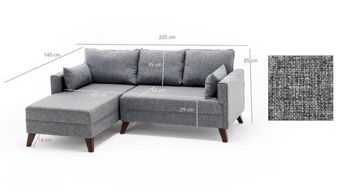 Sofa narożna Bella Narożnik Lewy 2 Szary