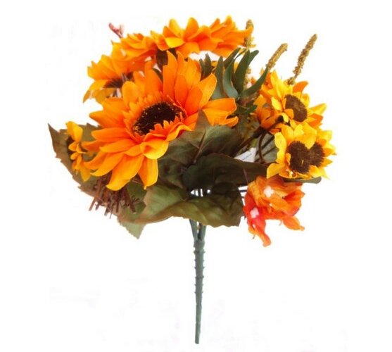 Umělá květina kytice slunečnic a hortenzií