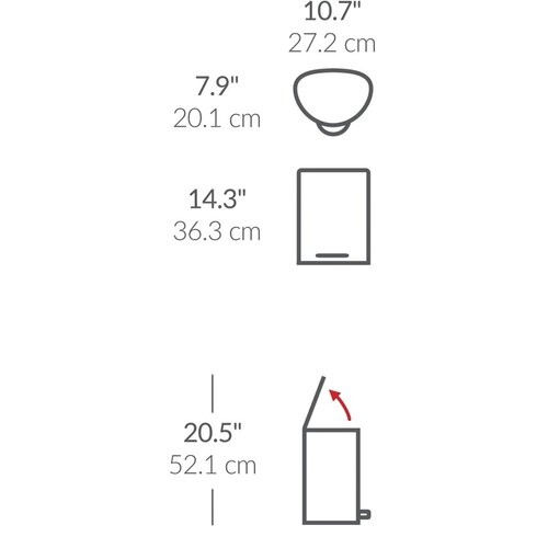 Coș cu pedale Simplehuman 6 l, semirotund, oțelnegru mat, plastic