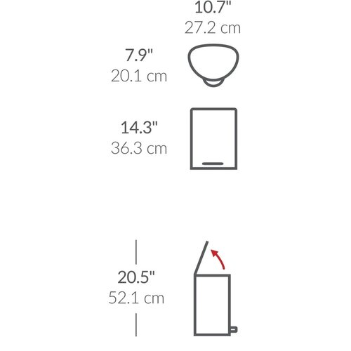 Simplehuman Pedalno smetnjak 6 l, polkrojen, črnamat jeklo, plastika