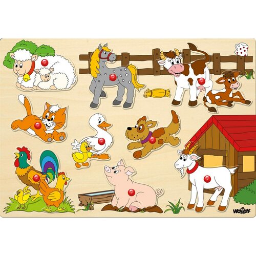 Woody Puzzle an Bord Tiere auf dem Bauernhof