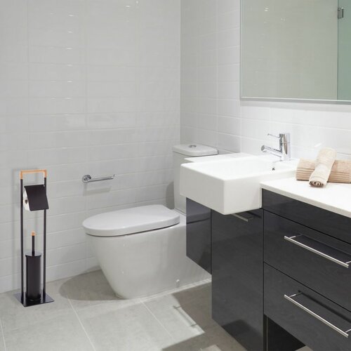 Spirella Stojak na papier toaletowy z szczotką Chic 75 x 19 x 19 cm, czarny