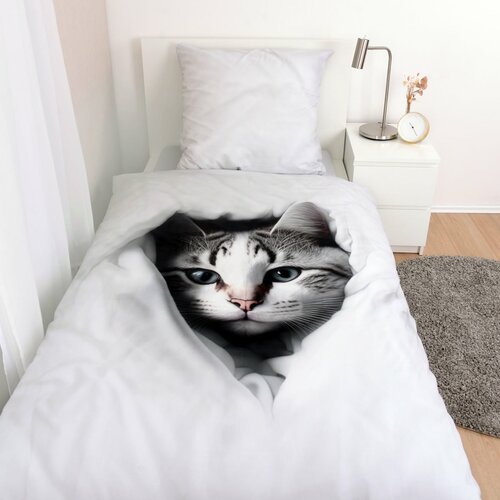 Lenjerie de pat din bumbac pentru copii Herding Cat, 135 x 200 cm, 80 x 80 cm