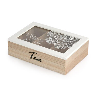 Altom Dřevěná kazeta na čaj se skleněným víkem 24 x 16 x 7 cm