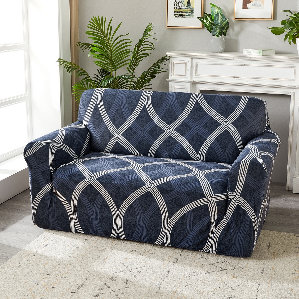 4Home Napínací potah na křeslo Elegant modrá, 90-140 cm + povlak na polštářek zdarma, 90-140 cm - thumb (1)