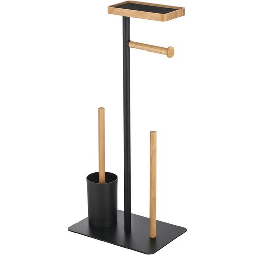 Suport pentru hârtie igienică cu perie și suport MSV Teiki 20 x 30 x 67 cm, negru