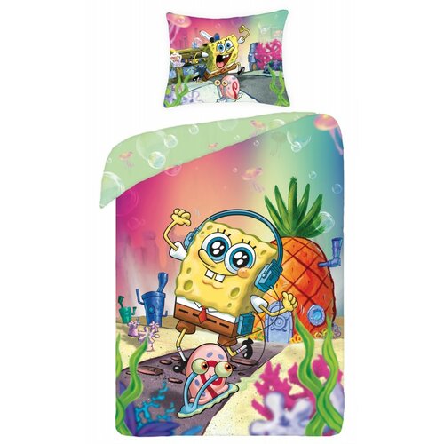 Detské bavlnené obliečky Sponge Bob, 140 x 200 cm, 70 x 90 cm
