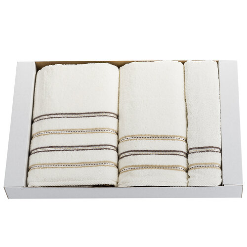 Podarunkowy komplet ręczników Nicola kremowykomplet 3 szt.