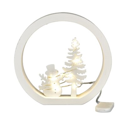 Decorație LED de Crăciun Om de zăpadă, diametru 15cm, alb cald