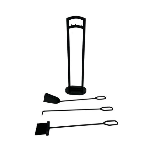 Set de unelte pentru șemineu 70 cm, 3 piese, cusuport, negru, metal