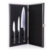 G21 Gourmet Damascus noževski set v bambusovem bloku, 3 kosi + brusni kamen