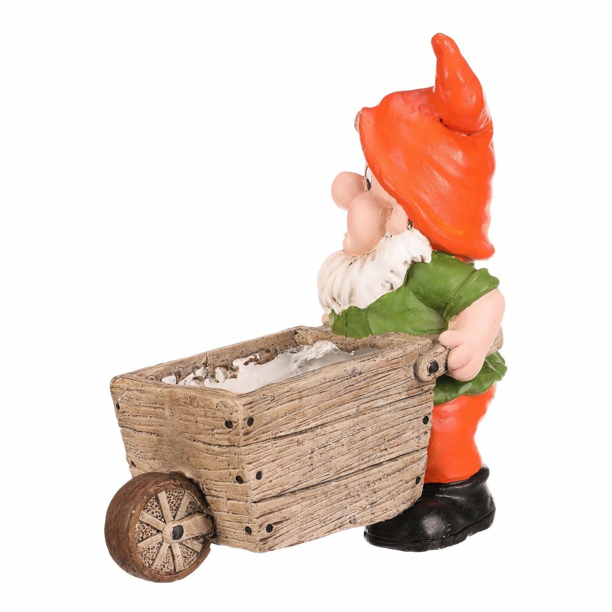 Zahradní dekorace Trpaslík s trakařem, oranžová, 31 x 16 x 33 cm - thumb (2)