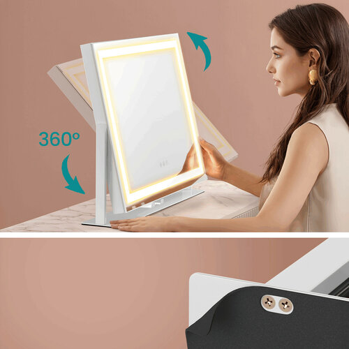 Kosmetické zrcadlo GLOW Frame se stmívatelným LED osvětlením a USB