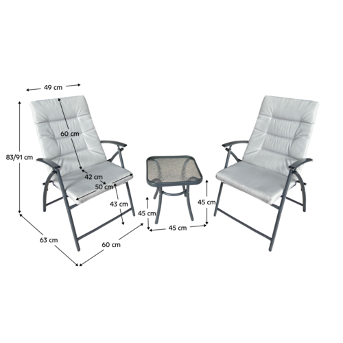Set de grădină 1+2, gri/gri închis, MUSON