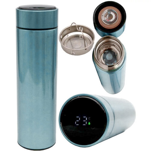 EH Nerjaveča termovka s termometrom Temp 450 ml,modra