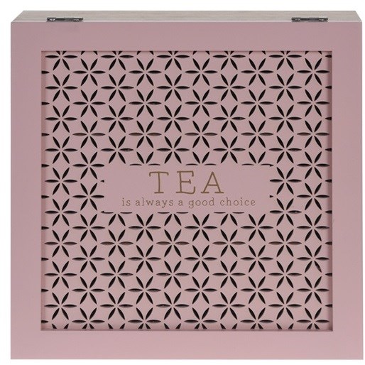 Drevený box na čaj Trento, ružová