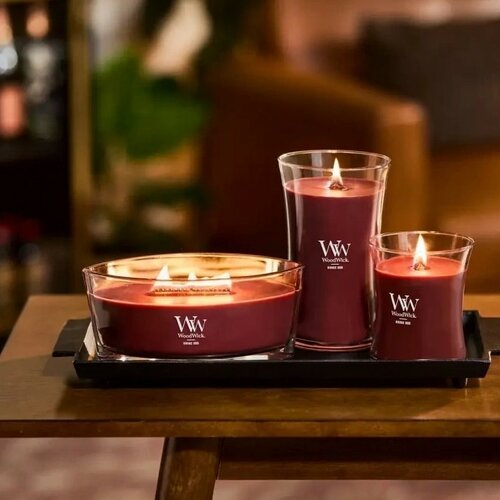 WoodWick dišeča sveča, velika vaza Rouge Oud, 609g