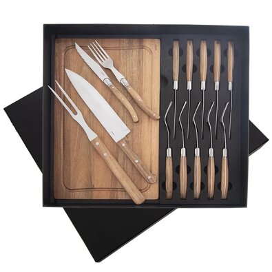 Orion Steak set - nož, vilice, vilica, deska, 15kosov