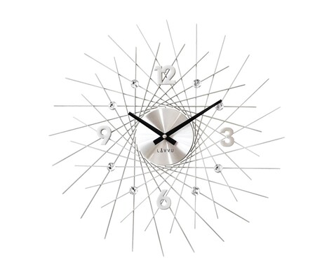 Zegar ścienny Lavvu Crystal Lines srebrny, śr. 49 cm