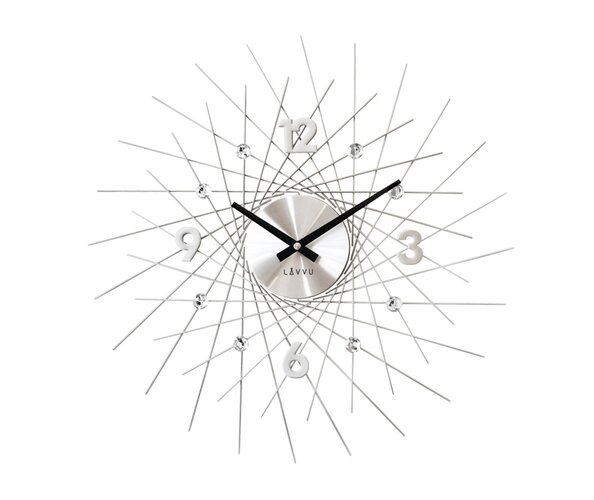 Nástenné hodiny Lavvu Crystal Lines strieborná, pr. 49 cm