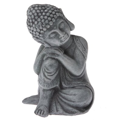 Statuetă din ciment Buddha, 12 x 16 cm, gri