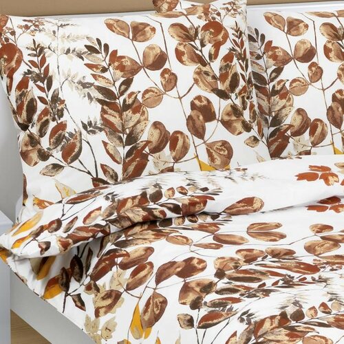 Bellatex Бавовняна постільна білизна Листя коричневий, 140 x 220 см, 70 x 90 см