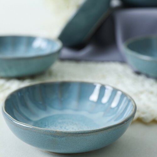 Set mit 6 Steingutschalen Laguna 12 cm, türkis