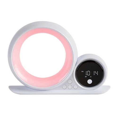 Rabalux 76109 dekoracyjna lampa stołowa Wakeway, z głośnikiem, RGB, zegarem i budzikiem