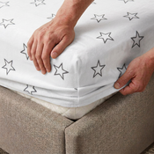4Home Mikroflanell-Laken Stars Grey, 90 x 200 cm