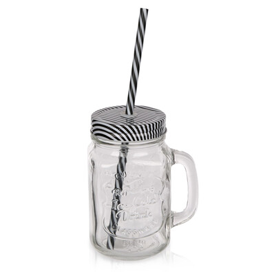 Szklanka z wieczkiem i słomką Baki, 480 ml